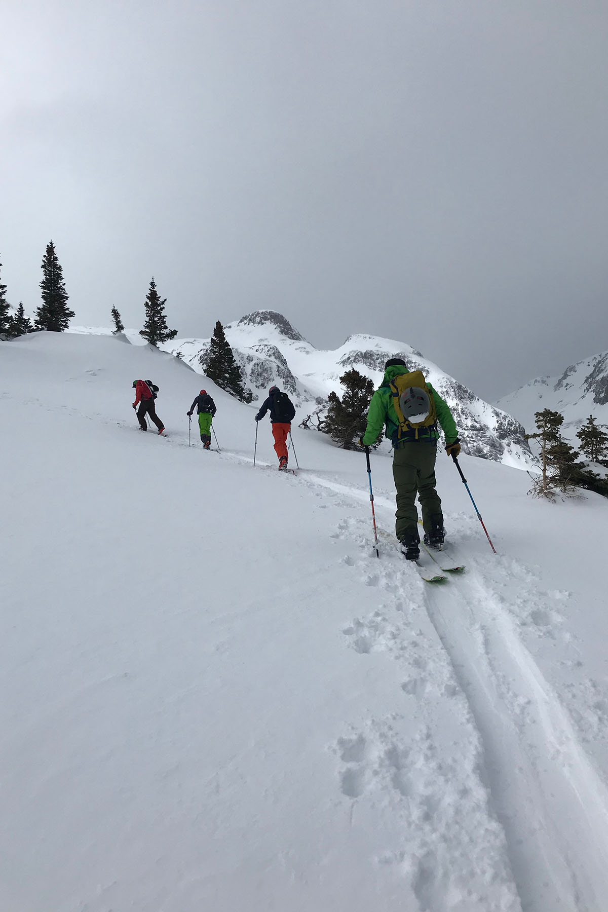 Backcountry Skiing in wilderness